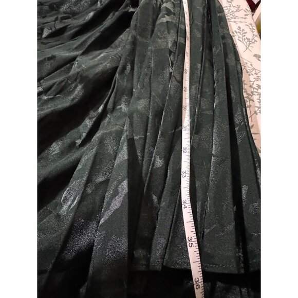 Lulus Dark Green Emerald Satin Jacquard Pleated Midi Dress Size XS Fall Coquette - Picture 13 of 13